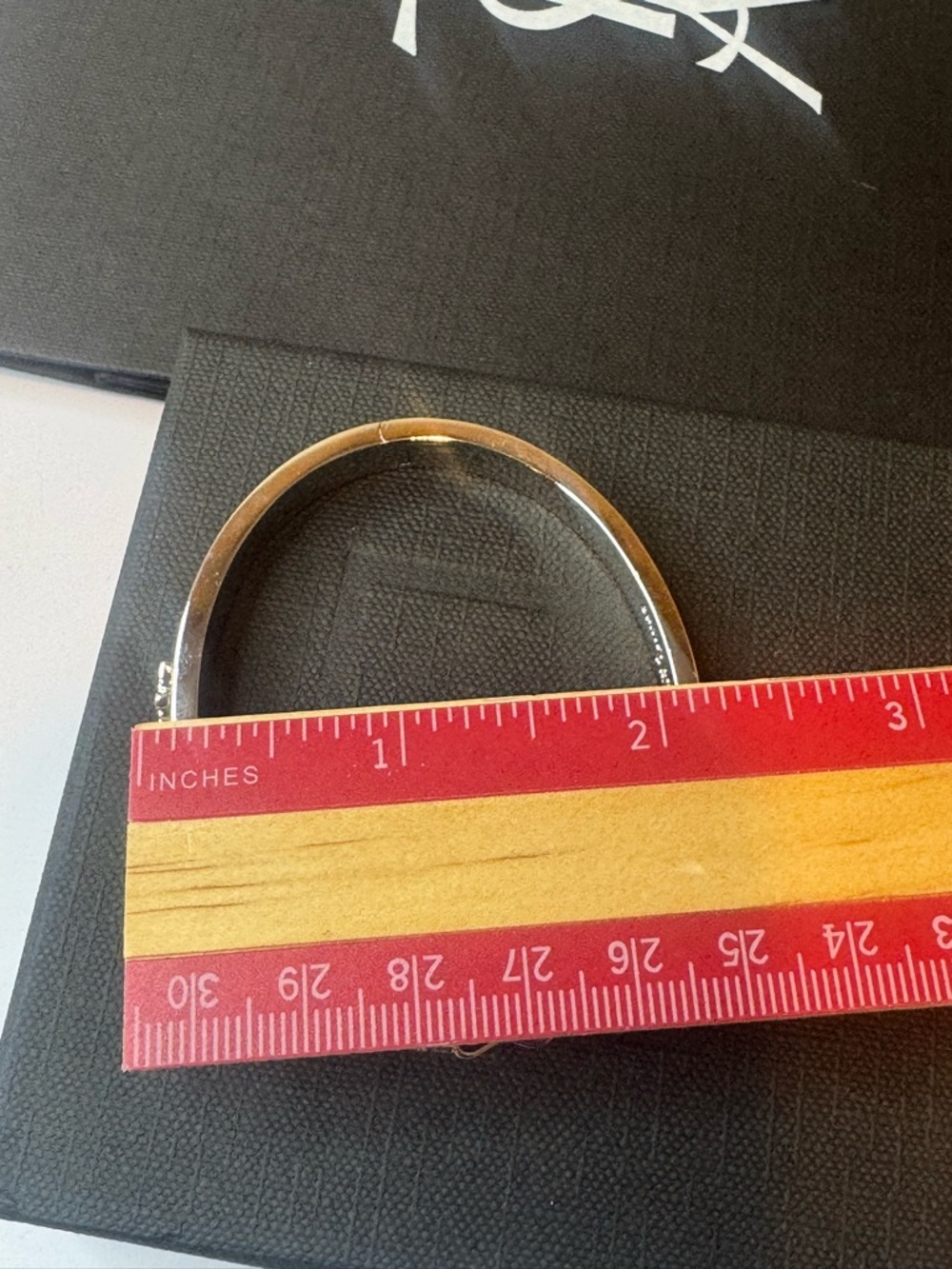 Saint Laurent Silver Crystal Logo Pavé Bracelet - Picture 9 of 13
